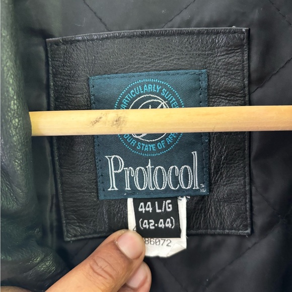 VINTAGE | Protocol genuine leather jacket | men’s size large - Picture 7 of 8